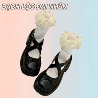 BẠCH LỘC ĐẠI NHÂN✨ Giày Búp Bê Đế Dày Thắt Nơ Xinh Xắn