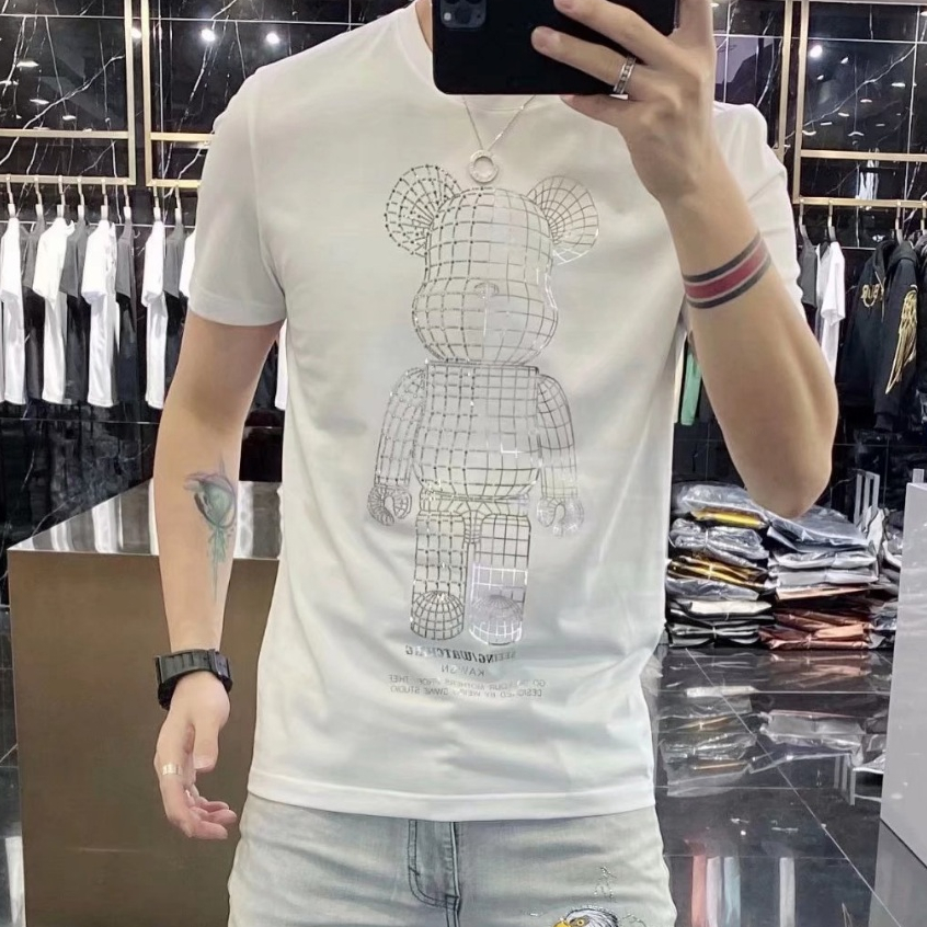 Áo Thun cotton Tay Ngắn Ôm Dáng Thoáng Khí Màu Sắc Kim Cương Phong Cách Hàn Quốc Cho Nam