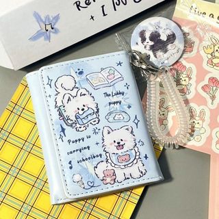 Dễ thương con chó con mini ngắn ví nữ hoạt hình di động ví di động dung tích lớn khe cắm nhiều thẻ nữ ví đựng tiền xu học sinh dễ thương