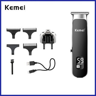 Kemei 1893 màn hình lcd chuyên nghiệp sạc kim loại bấm nam 2 trong 1 khắc cắt tóc máy cắt tóc điện máy cắt tóc