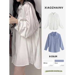 【Xiaozhainv】Áo Sơ Mi Tay Dài Dáng Rộng Thời Trang Cho Nữ