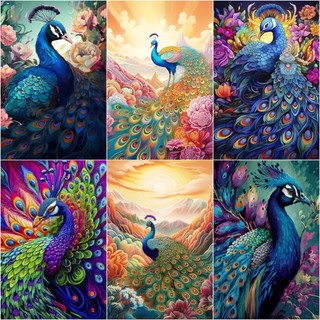 DROFE / tranh tô màu theo số / tranh số hoá / tranh tô màu / Con công