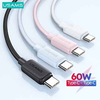 Usams 60W Type-C sang USB C Cáp USB Type-C PD Sạc Nhanh Cáp USB C Cho i15 Pro Max iPd Máy Tính Bảng Laptop