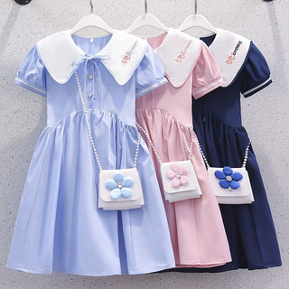  Váy bé gái 3-14 tuổi Váy trẻ em Váy trẻ em Váy trẻ em Váy trẻ em Trung lớn Trẻ em Váy phong cách Preppy Bé gái mùa hè Cổ búp bê ngọt ngào Váy công chúa Váy bé gái Váy dài vừa phải 