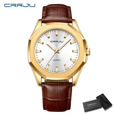 Đồng Hồ quartz CRRJU Chống Thấm Nước Thiết Kế Đơn Giản Thời Trang Công Sở Cho Nam 5015