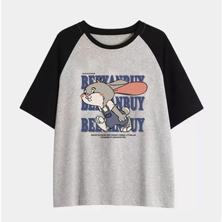 SELVZE Áo thun cotton chắp vá thời trang cổ điển tay ngắn dáng rộng giản dị độc đáo dành cho nữ