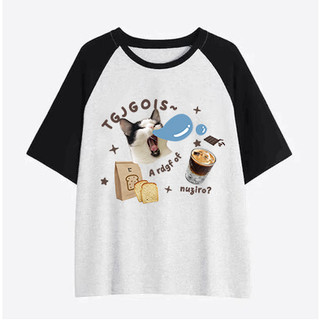 SELVZE Thời trang retro chắp vá in hình cotton ngắn tay áo sơ mi dáng rộng giản dị oversized top dành cho nữ