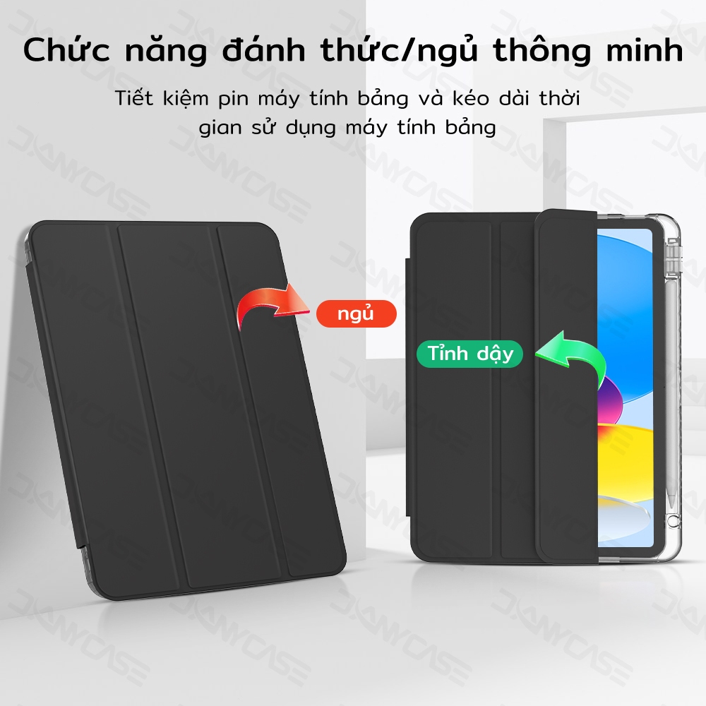 Ốp Lưng Trong Suốt Cho iPad Gen 7 8 9 10.2 Air 4 Air 5 10.9 Gen 10 Air1 2 Gen 5 6 9.7 Pro 11 12.9 Có Giá Đỡ Bút