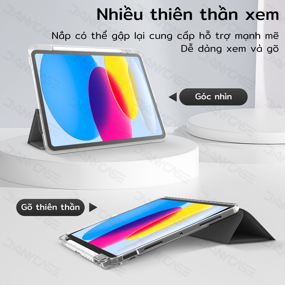 Ốp Lưng Trong Suốt Cho iPad Gen 7 8 9 10.2 Air 4 Air 5 10.9 Gen 10 Air1 2 Gen 5 6 9.7 Pro 11 12.9 Có Giá Đỡ Bút