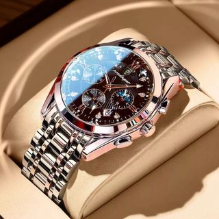 Đồng hồ nam chính hãng Poedagar Dây đeo bằng thép không gỉ Lịch phát sáng chống nước 820