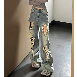 MUSHIHUI quần ống rộng quần nữ jean Stylish Minimalist Korean Cute WNK2410OTJ 8Z240219