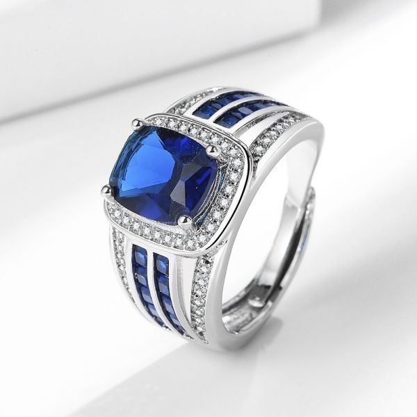 Nhẫn kim cương bạc ASIXGOLD Moissanite Trang sức đám cưới nam Sapphire