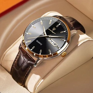 Đồng hồ nam chính hãng Poedagar Dây da Lịch dạ quang chống nước 832