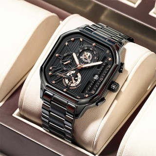 Đồng hồ nam chính hãng Poedagar Dây đeo bằng thép không gỉ Lịch phát sáng chống nước 628