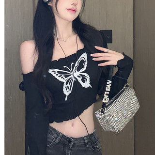 YUYAMAN áo phông áo thun nữ croptop baby tee Hàn Phong hàn quốc Vintage Fashion WTX23A0TF9 8Z240219