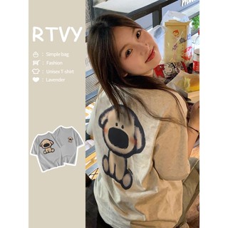 「RTVY」Áo thun ngắn tay màu xám hoa nữ mùa hè Hàn Quốc oversize dáng rộng thường ngày