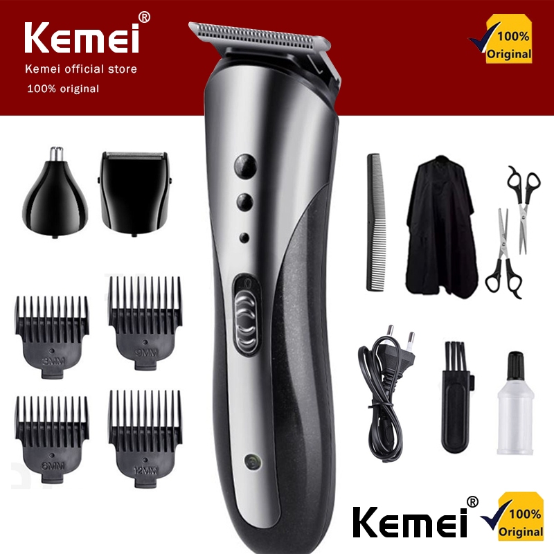 Tông đơ cắt tóc Kemei 3in1, Máy cạo râu điện, Cắt tóc mũi, Sử dụng đa chức năng cho nam KM-1407