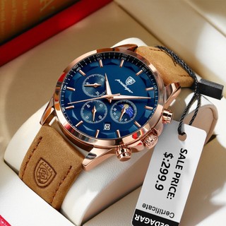 Đồng hồ nam chính hãng Poedagar Dây da Lịch dạ quang chống nước 928