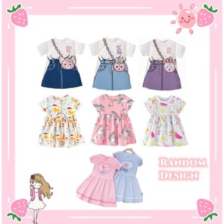 2 Chiếc Váy Tay Ngắn Chất Lượng Cao Thiết Kế Ngẫu Nhiên Đầm Bé Gái 1-7Y