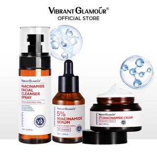 VIBRANT GLAMOUR Tinh chất Niacinamide + Kem + Sữa rửa mặt Bộ chăm sóc da nhạy cảm Sửa chữa làm trắng Dưỡng ẩm