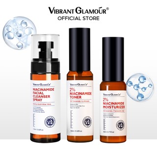 VIBRANT GLAMOUR  Niacinamide 5X Ceramide Toner + Kem dưỡng ẩm + Sữa rửa mặt Làm sáng da làm trắng phục hồi và dưỡng ẩm