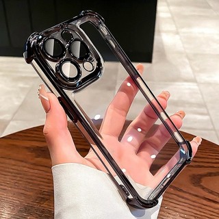 Ốp Chống Sốc Mạ Chất Lượng Cao Cho iPhone 15 14 13 12 11 Pro Max Plus Bảo Vệ Ống Kính Trong Suốt