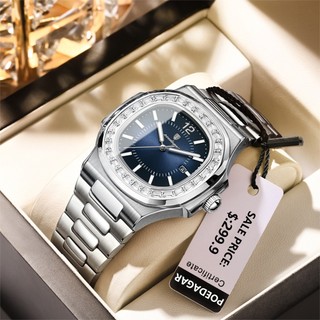 Đồng hồ nam chính hãng Poedagar Dây đeo bằng thép không gỉ Lịch phát sáng chống nước 918