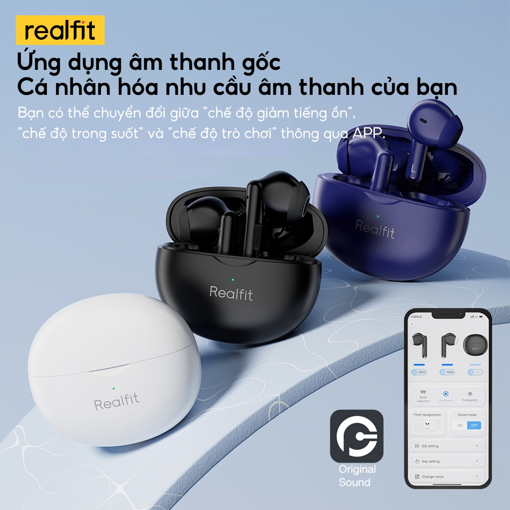 Tai Nghe bluetooth Realfit F2 Pro Giảm tiếng ồn chủ động ANC -35dB âm thanh nổi 3D
