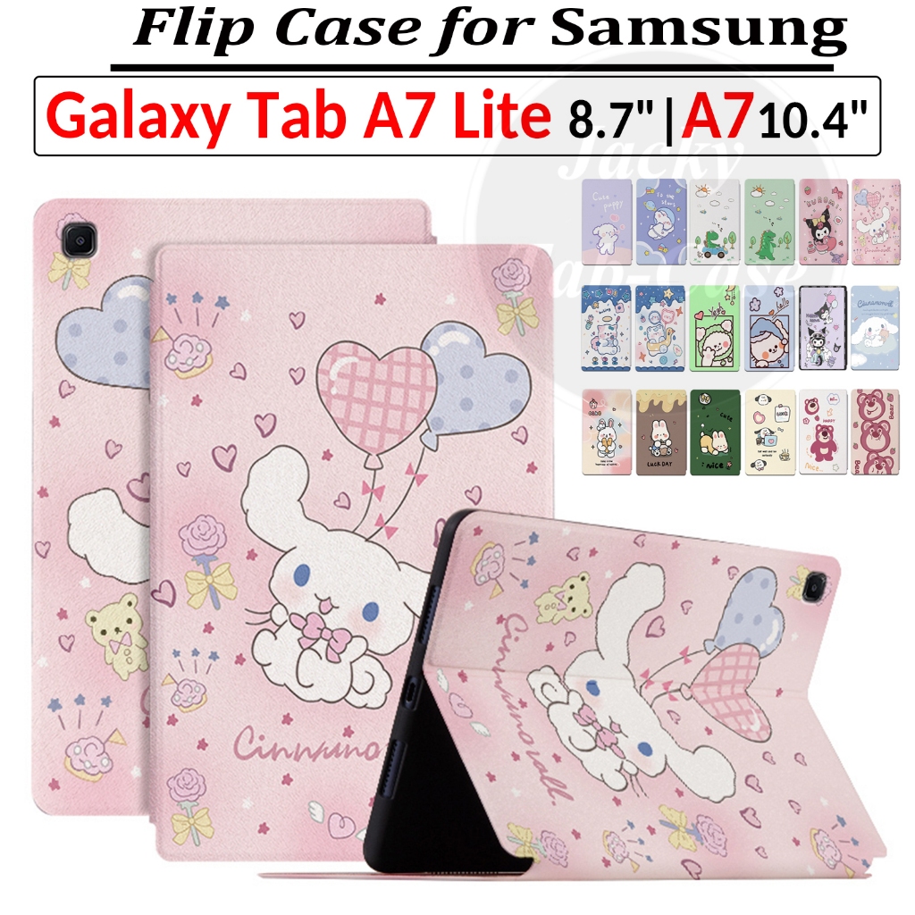 Tất Cả Mới Lật Da PU Đứng Bao Da Thời Trang Dễ Thương Hoạt Hình Dành Cho Samsung Galaxy Tab A7 Lite 8.7 " SM-T225 SM-T220 T227 | Taba7 10.4 inch SM-T500 SM-T505 SM-T509