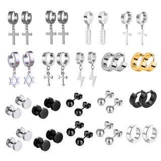 2 Bông tai xuyên thấu bằng thép không gỉ 3-5mm Bóng thép stud bông tai thời trang hình học Bông tai lủng lẳng Vòng kẹp tai không gây dị ứng Phụ kiện bông tai cho nam và nữ