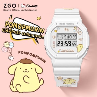 ZGO x Sanrio Pudding Dog Watch Đồng hồ nữ Dạ quang chống thấm nước vuông thời trang Đồng hồ điện tử Hộp quà tặng 8611