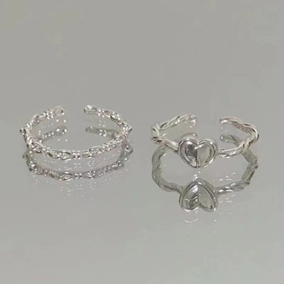 Nhẫn Trái Tim Dệt Xoắn Hàn Quốc Cho Nam Nữ Màu Bạc ins Quà Tặng Cặp Đôi