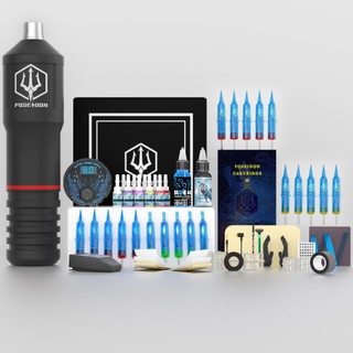Bộ bút xăm POSEIDON-Túi hình xăm với 20 hộp mực kim xăm, máy xăm có nguồn điện và dụng cụ xăm hình cho nghệ sĩ xăm hình