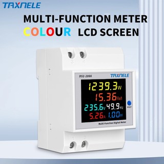6in1 din rail màn hình ac 110v 220v 380v 100a điện áp dòng điện hệ số công suất hoạt động kwh năng lượng điện đồng hồ đo tần số volt amp