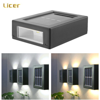 Licer Đèn tường sân ngoài trời năng lượng mặt trời IP65 Đèn Led chống nước hai đầu gắn tường Đèn sân vườn năng lượng mặt trời