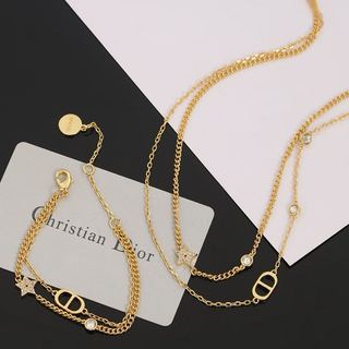 Vòng cổ vòng tay chữ cd ngọc trai cổ điển Dior