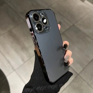 Ốp điện thoại mạ PC mờ sang trọng cho iPhone 15 11 12 13 14 Pro Max Vỏ viền vuông siêu mỏng Bảo vệ ống kính Mặt sau