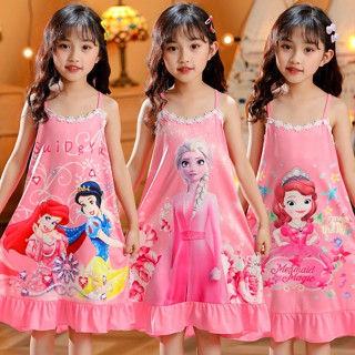 Váy Bé Gái Dễ Thương Váy Ngủ Elsa Công Chúa Mùa Hè Làm Mát Đồ Ngủ Trẻ Em Quần Áo Bé Gái