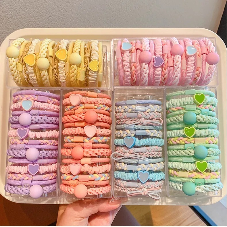 15 Chiếc Dây Cao Su Nhiều Màu Sắc Nữ Dây Buộc Tóc Độ Đàn Hồi Cao Băng Đô