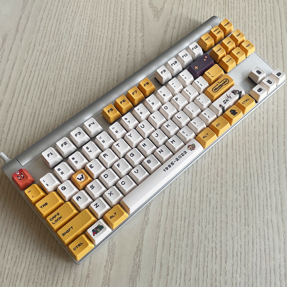 Mario Theme Keycap Villain Mario Đài Loan Ngữ Âm PBT Thăng Hoa OEM Cơ Trò Chơi Bàn Phím Keycap