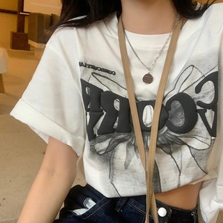 Áo thun tay ngắn cổ tròn họa tiết cơ bản cho nam nữ size M-5XL