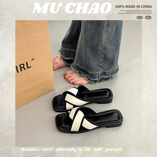 MUCHAO french flat flat sandals nữ mang dép cross-beach sành điệu