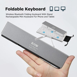 Bow Mini Gấp Bàn Phím Bluetooth Bàn Phím Không Dây Hỗ Trợ3 Thiết Bị Có Chân Đế Bàn Phím Có Thể Sạc Lại Có Thể Gập Lại Cho Điện Thoại Máy Tính Bảng