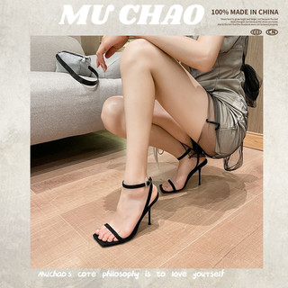 MUCHAO Xăng đan Cao Gót Mũi Vuông Phong Cách Dành Cho Nữ
