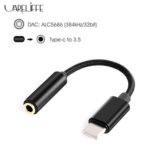 Cáp Uareliffe DAC Type-C Sang 3.5mm Dây Mạ Bạc Bộ Chuyển Đổi Âm Thanh Cho Máy Tính Bảng Android Giải Mã Tai Nghe Chuyển Đổi Âm Nhạc Tai Nghe Khuếch Đại