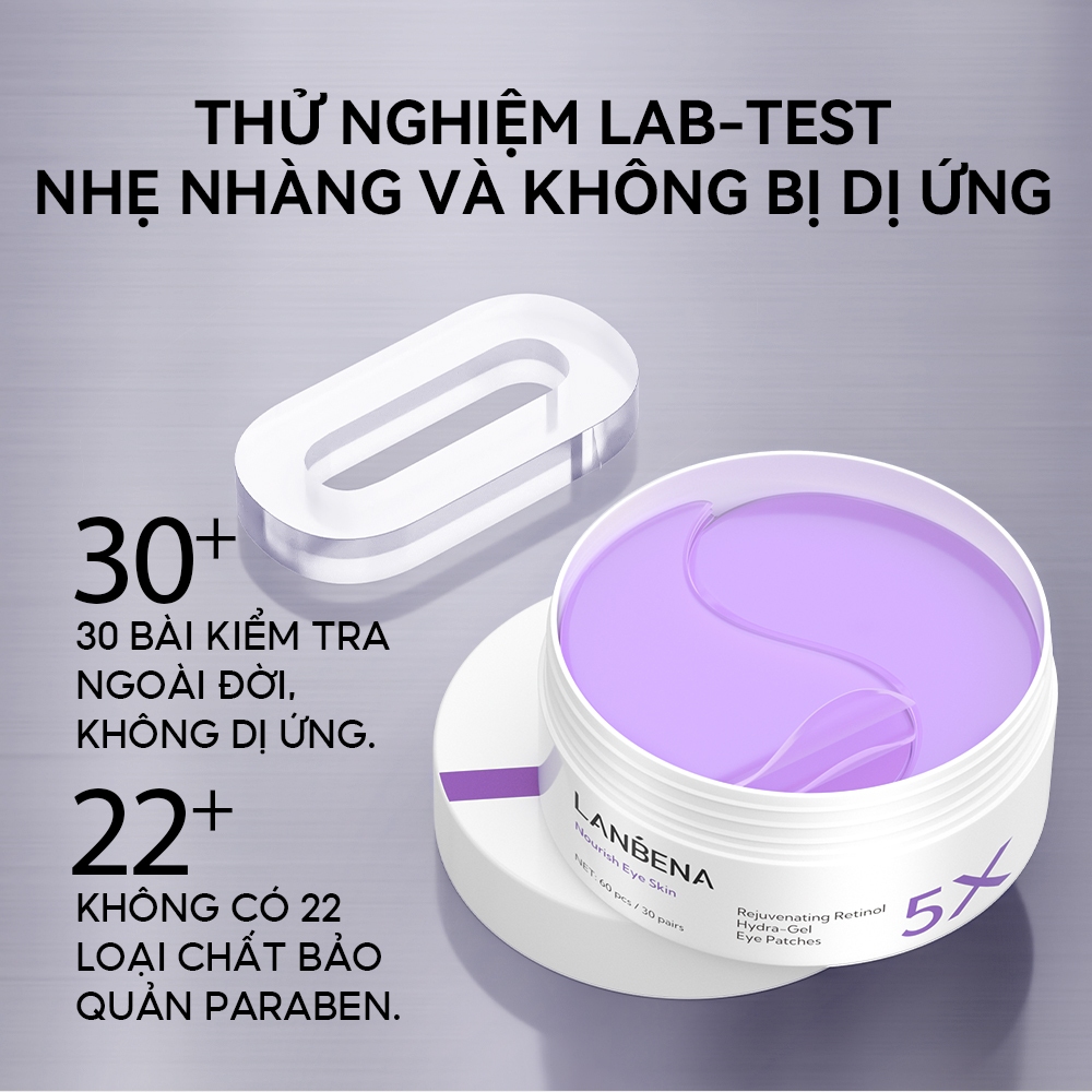 Mặt Nạ Mắt 5X Retinol Lanbena Chống Lão Hóa Và Làm Mờ Nếp Nhăn Cao Cấp 60 Miếng