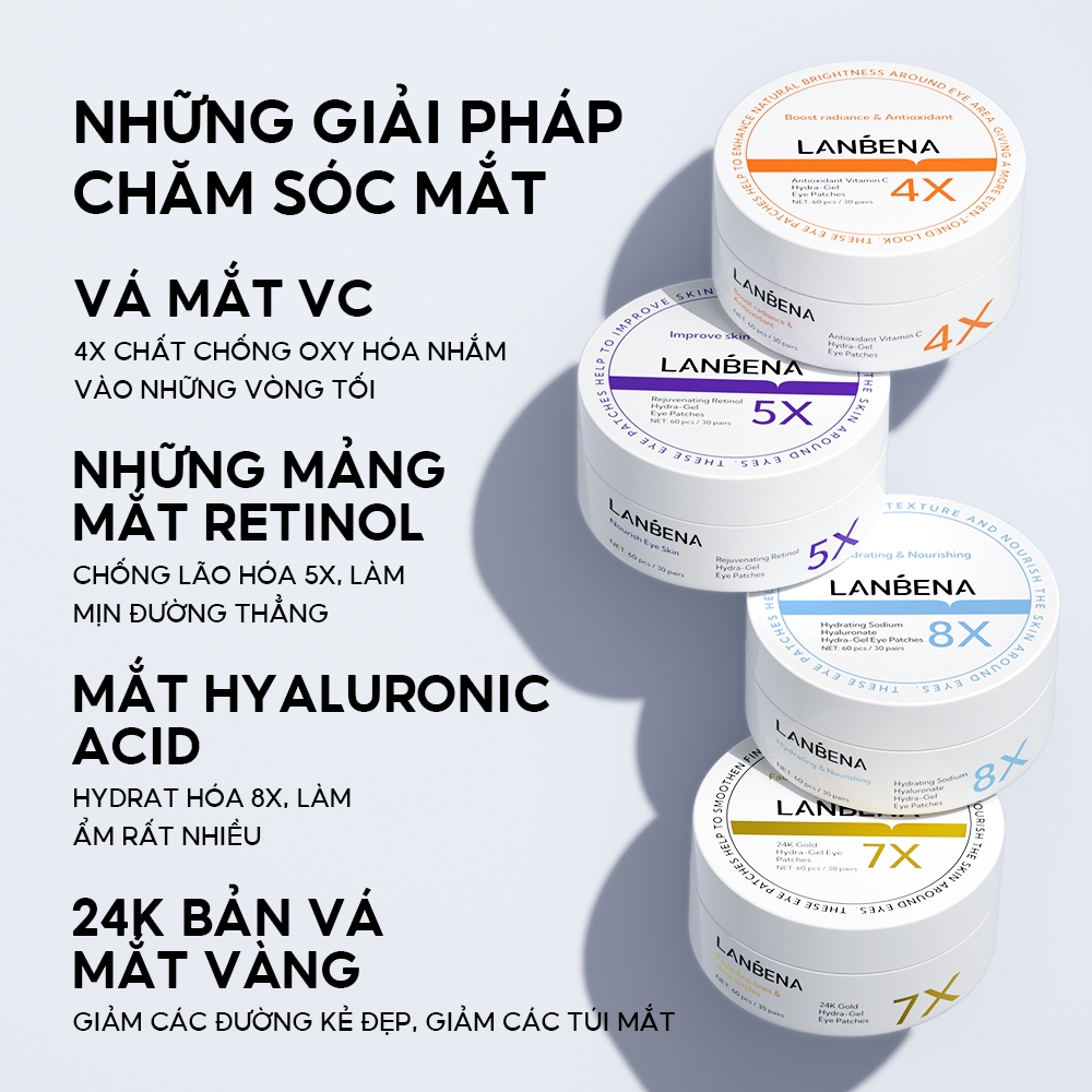 Mặt Nạ Mắt 4X VITAMIN C Lanbena Chống Oxy Hóa Loại Bỏ Quầng Thâm Và Nếp Nhăn 30 Cặp