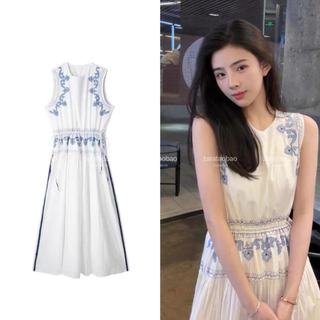 ZA Đầm Không Tay Cổ Tròn Thắt Nơ Eo Thêu Họa Tiết Thời Trang Xuân Hè Phong Cách Mới Qinchuan 5107062 250