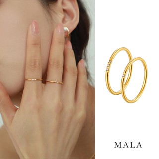 Nhẫn MAYEBE LAVEND thép titan mạ vàng 18K đính đá phong cách Hàn Quốc đơn giản dành cho nam và nữ