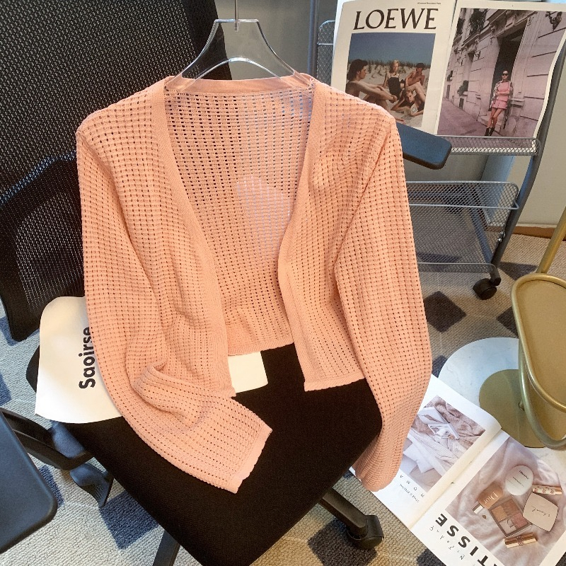 YAYUAN Dài tay đan cardigan nữ ngắn màu trắng | BigBuy360 - bigbuy360.vn